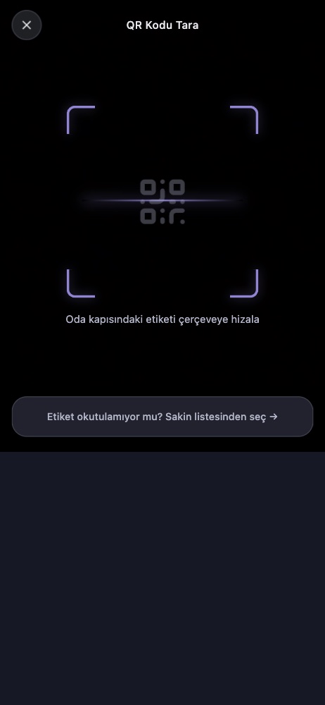 QR ile oda tarama ekranı
